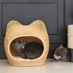 고양이 강아지 큐티 라탄 하우스