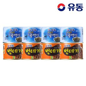 유동골뱅이 140g*4개 + 번데기 유동 130g*4개