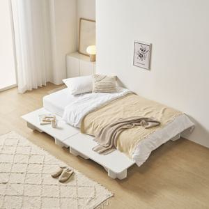 모모 헤드없는 저상형 평상형 무해드 침대 프레임 슈퍼싱글 퀸 화이트 월넛 메이플