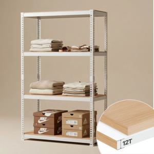 4단 철제선반 조립식 앵글 경량랙 다용도 펜트리 베란다 수납 선반 (12mm 강화 합판)