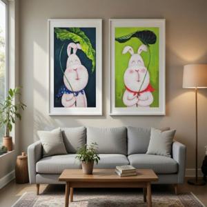 송지호 - love, good luck 행복 토끼 힐링 감성 그림액자 홈카페