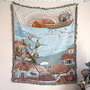 바다속마을 빈티지 소파커버/러그/블랭킷