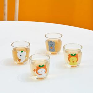 제주도 밀크캣 시럽베어 버터군 멍솜이 유리 소주잔 4P SET
