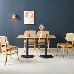 홈 카페 사무실 우드 블랙 프레임 스퀘어 테이블 1200 4인 식당 레스토랑