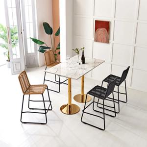 모던 인테리어 카페 회의실 골드 철제 프레임 직사각 테이블 1300 술집 4인