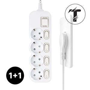 1+1 국산 개별 스위치 16A 멀티탭 납작 플러그 4구 0.4m/1.5m/3m/5m