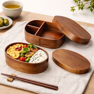 dn드 도시락통 브라운 ( 고급 일식 벤또 일본식 김밥 도시락 소풍 피크닉 나무 찬합 )