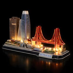 CB 샌프란시스코 스카이라인 LED조명 3D 우드락 입체퍼즐 모형 조립키트 스텐다드 모델