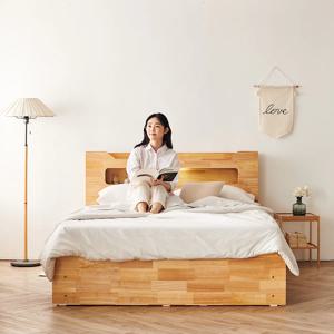 안토 고무나무원목 LED 4서랍 수납 침대(매트포함) SS/Q