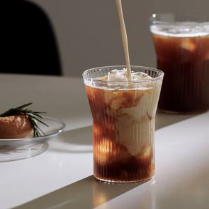 플리츠 Y 내열유리컵 홈카페 물컵 아이스커피잔 맥주잔 350ml