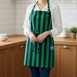 마켓 스트라이프 테리 앞치마 블루그린 86x63