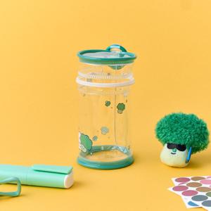 베지갱 멍솜이브로씨 원통형 PVC 파우치 그린