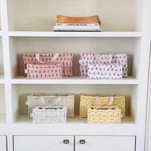 패브릭 바스켓 안감 누빔 손잡이 티슈 물티슈 보관함