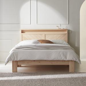 스탠다드 헤링본 편백나무 SEO등급 통원목 침대프레임(SS/Q)