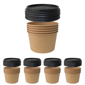 뚜껑포함-블랙 크라프트 종이용기 750호 분식용기 25세트