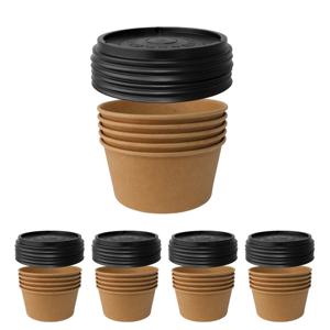 뚜껑포함-블랙 크라프트 종이용기 520호 분식용기 25세트