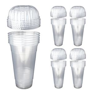 줄돔 뚜껑포함 PET 투명컵 590ml (20온스) 25세트, 일회용 플라스틱컵