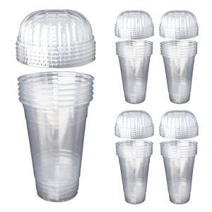 줄돔 뚜껑포함 PET 투명컵 470ml (16온스) 25세트, 일회용 플라스틱컵