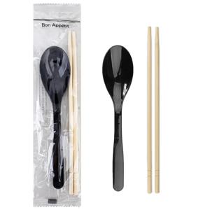 심플 블랙 앤 우드 수저세트 50세트