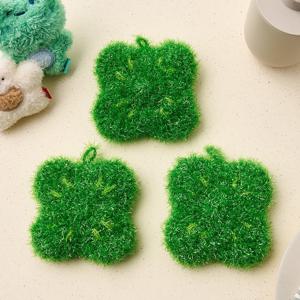 핸드메이드 럭키클로버 뜨개 수세미 3P SET