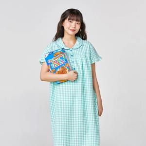 베지갱 토마토 시어서커 반팔 원피스 파자마 FREE 민트체크