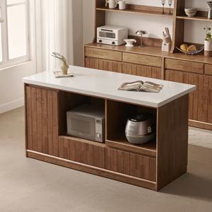 헤이즐 원목 광파오븐 인조대리석 수납 아일랜드 홈바식탁 렌지대 1600x750 GM550C