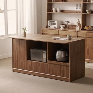 헤이즐 원목 광파오븐 수납 아일랜드 홈바 식탁 렌지대 1600x750 GM548C