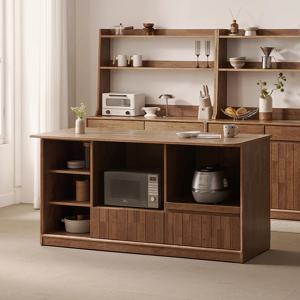 헤이즐 원목 광파오븐 오픈 아일랜드 홈바 식탁 렌지대 1600x750 GM544C