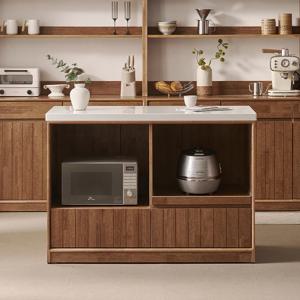 헤이즐 원목 광파오븐 인조대리석 아일랜드 홈바 식탁 렌지대 1200x600 GM536C