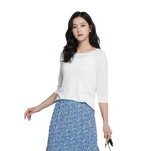 골피아 LX21SNT4W_IV 여성 클래식 라운드넥 반팔 니트 셔츠
