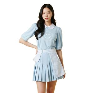 골피아 HUBKT1113 헤일리골프 여성 퍼프 소매 카라 반팔 티셔츠