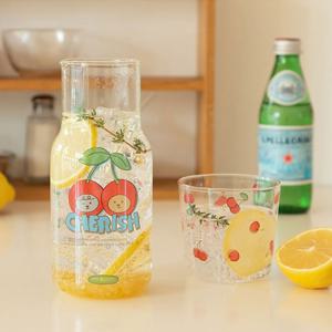 마이버디 체리 내열유리컵 570ml  보틀 세트 홈카페 유리잔 쥬스잔 귀여운 잔 캐릭터