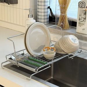엘르 확장형 스텐 설거지통 길이조절 식기 건조대 미니 그릇 정리대 싱크대 선반 싱크플레이트