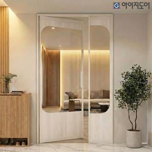 스윙도어 초슬림 중문 현관 아파트 비대칭 양개형 초슬림 투명강화 아치H