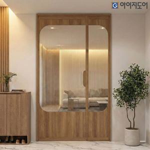 스윙도어 초슬림 중문 현관 아파트 비대칭 양개형 초슬림 모루강화 아치H
