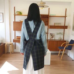 어깨끈 체크앞치마