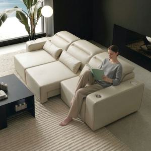 혜택가1,540,000원/카디마 에코레더 리클라이너 가죽 4인 스피커 슬라이딩 소파