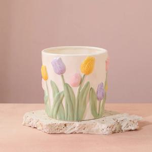 세라믹 튤립화분 H13.5