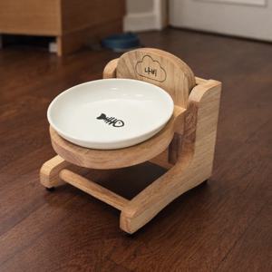 원목 맞춤제작 고양이 1구 밥그릇 높이조절 식탁 도자기