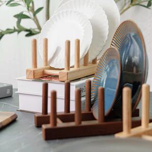 굿즈 원목 접시꽂이 소 (4칸) (2color)