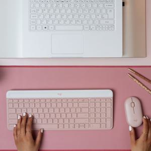 MK470 슬림 무선 키보드 마우스 세트 로즈