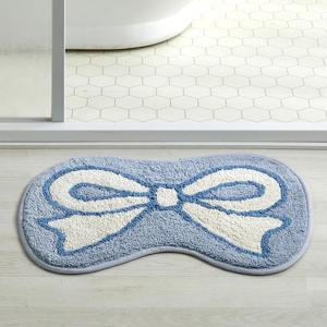 캔디 리본 넌슬립 면 터프팅 발매트 BLUE 47X68cm