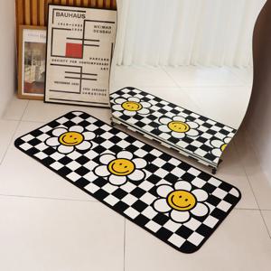 체크 데이지 주방 발매트 (블랙) 국내생산