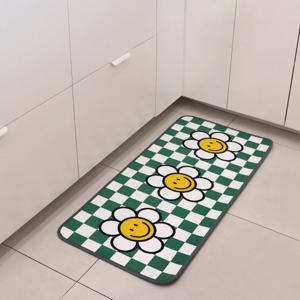 체크 데이지 주방 발매트 (그린) 국내생산