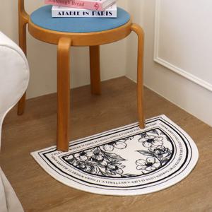 플라워 극세사 발매트 반달