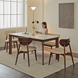 [리퍼] 소아베 고급 세라믹 상판 천연 원목 식탁 4인 테이블