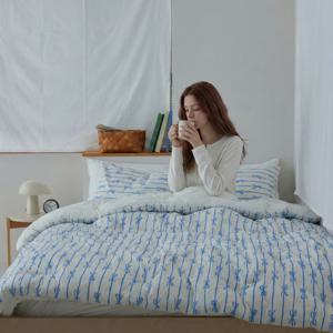 리본 순면 60수 봄가을 라지킹 침구 이불 세트 SS/LK