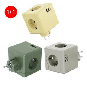 [1+1] MT01 큐브 고용량멀티탭 USB/C타입 충전+3구멀티탭 선이없는 무선형 콘센트