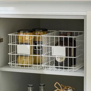 샘와이어 스퀘어 바스켓 S 2P (화이트/베이지) 주방 정리 바구니 소품