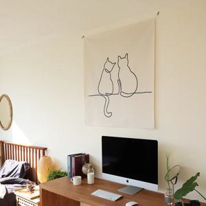 커플 고양이 패브릭 포스터 / 가리개 커튼 90x100 cm